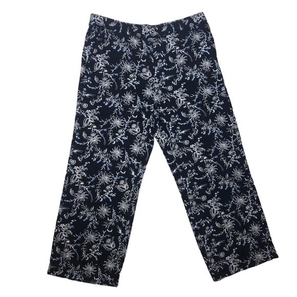 Caslon Blue Linen Blend Wide Leg Crop Pants - Size Medium - Picture 2 of 11